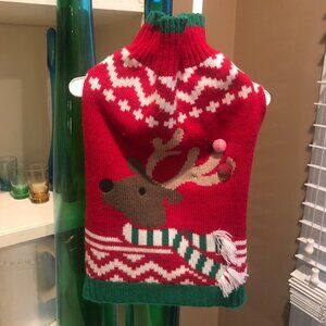 Dog Pet Apparel Pup Crew Holiday Reindeer Colorful Sweater Size Medium